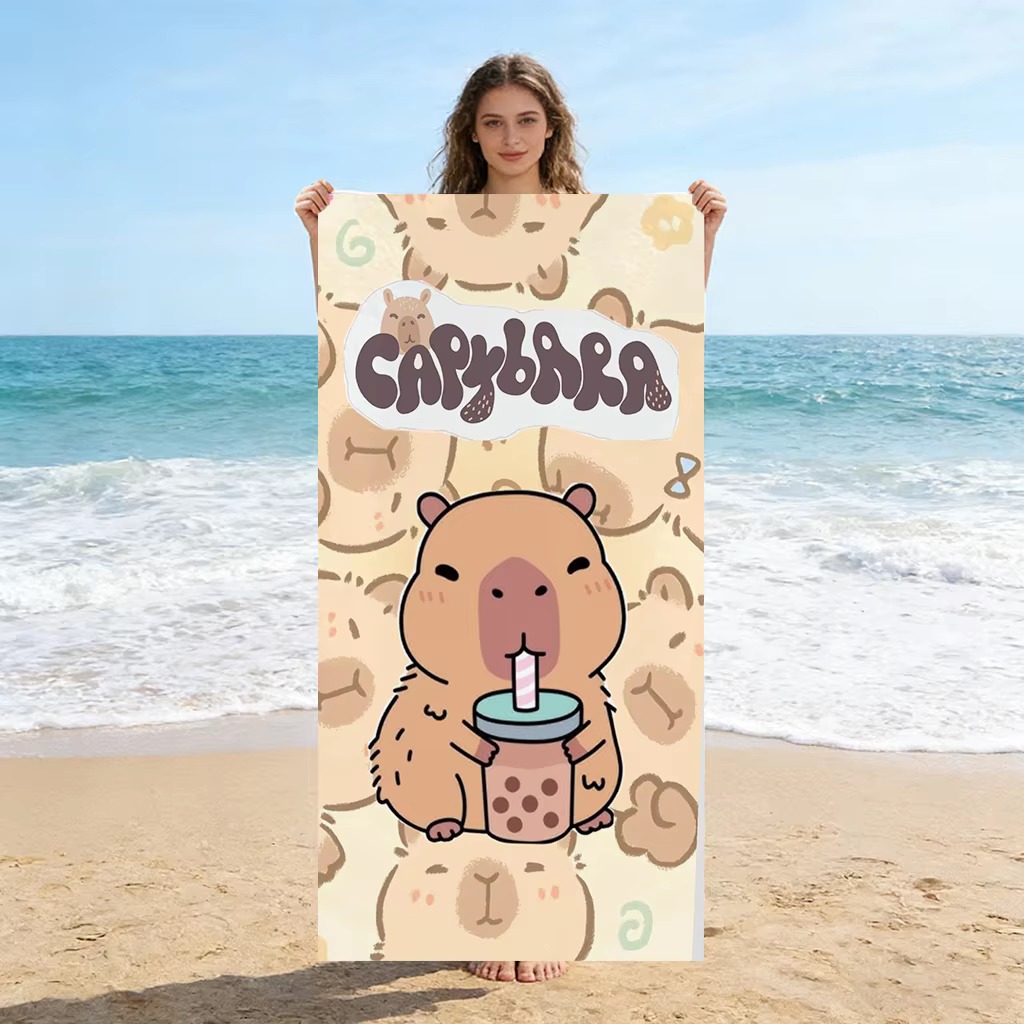 Towel Small Sport - Capybara Cartoon Beach Towel Quick-Drying Small